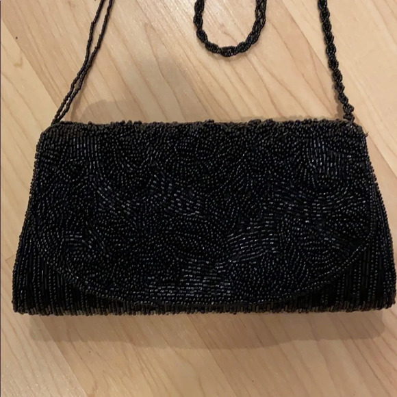 Vintage Beaded Black little Handbag - Picture 1 of 7